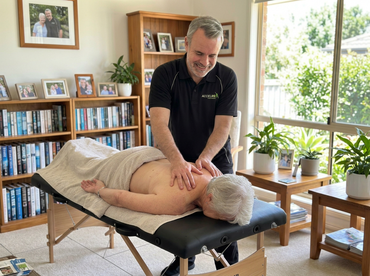 Daniel O'Sullivan delivering remedial massage at home through the Support at Home Program in Canberra